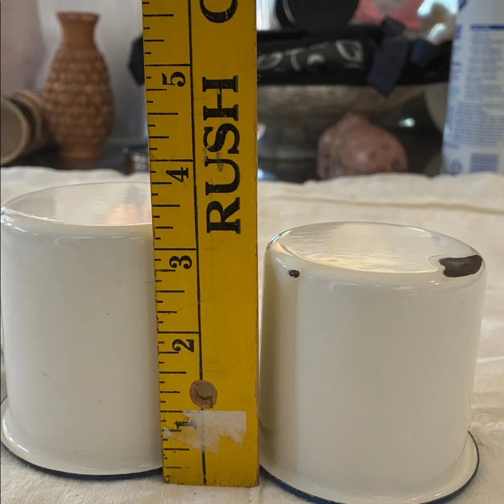 Classic White Blue Enamelware Mugs/ Shaving Mugs/Vases/Bathroom Organizers